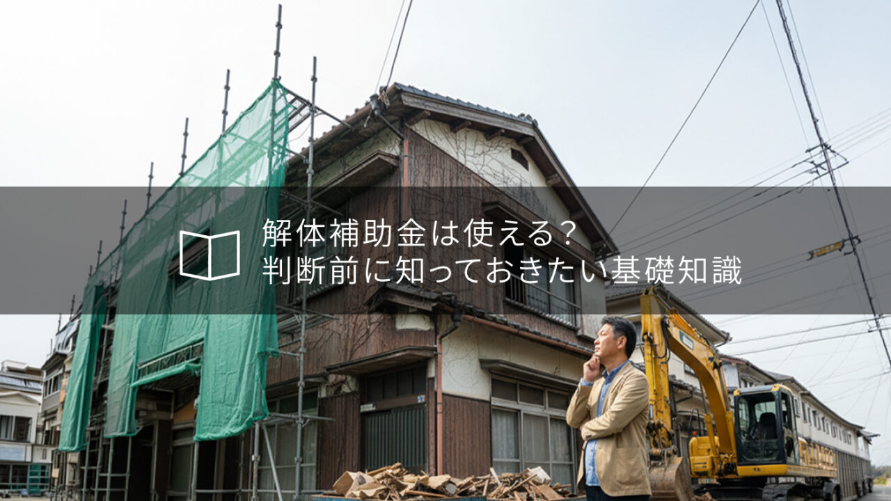 解体工事を検討しながら、古い家の前で考え込む男性